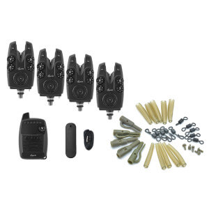 SET = Sada 4 signalizátorů CARPON F6X s příposlechem + Safety Clips Set