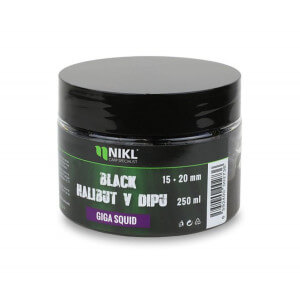 Pelety NIKL Black Halibut v dipe, Giga Squid