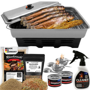 SET = Udírna Eversmoke Deluxe Edelstahl Tischräucherofen + příslušenství