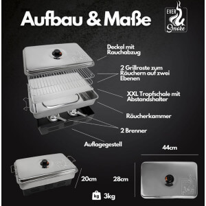Obrázek 6 k SET = Udírna Eversmoke Deluxe Edelstahl Tischräucherofen + příslušenství