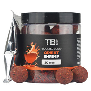 Dipované boilie TB Baits Boosted Orient Shrimp, 120 g