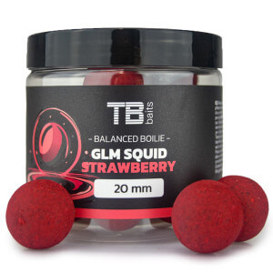 Vyvážené boilie TB Baits Balanced GLM Squid Strawberry 20mm, 100g + atraktor