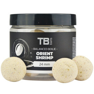 Vyvážené boilie TB Baits Balanced White Edition Orient Shrimp + atraktor