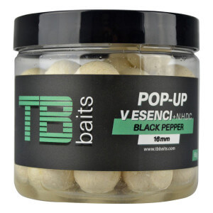 Boilie TB Baits Pop Up White Black Pepper + NHDC, 16 mm, 65 g