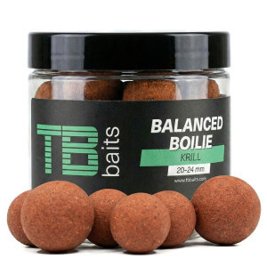 Vyvážené boilie TB Baits Balanced Krill, 20-24 mm, 100 g + atraktor