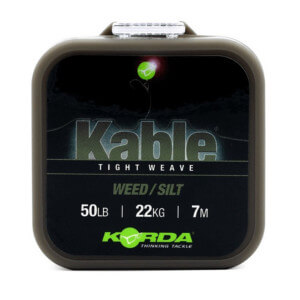 Olověná šňůra KORDA Kable Tight Weave 7 m, Weed