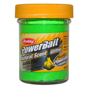 Cesto BERKLEY PowerBait Natural Glitter Trout Dough Spring Green, Garlic