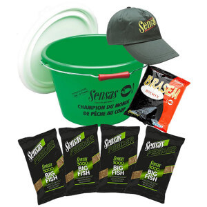 SET SENSAS 3000 Feeder Big Fish = kbelík + kšiltovka + posilovač + 4x krmivo