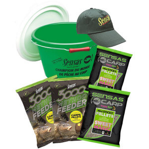 SET SENSAS 3000 Method Feeder Pellets = kbelík + kšiltovka + 2x pelety + 2x krmivo