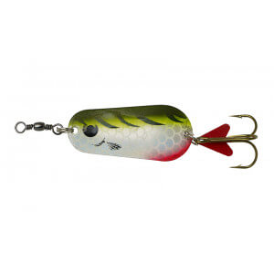 Plandavka DAM Effzett Standard Spoon délka 6,5 cm, hmotnost 30 g, barva Olive/Chartreuse Tiger