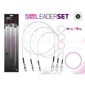 Fluorokarbónové lanko DELPHIN BOMB! s obratlíkem a karabinkou/ 5 ks