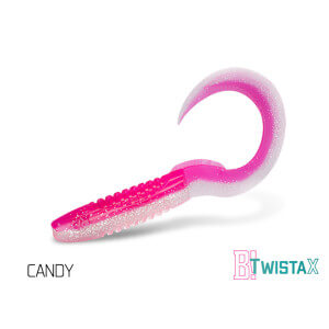 Nástrahy DELPHIN TwistaX Eeltail UVs 15 cm, 5 ks Candy