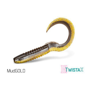 Nástrahy DELPHIN TwistaX Eeltail UVs 15 cm, 5 ks MudGold