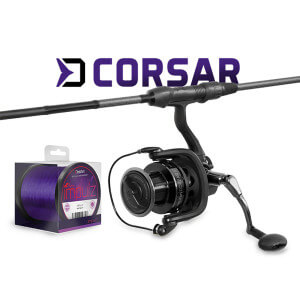 SET - prut DELPHIN CorsaBlack Nero + naviják + vlasec