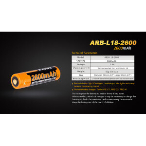 Obrázok 3 k Nabíjateľná batéria FENIX 18650, 2600 mAh